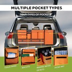 SugarFox Backseat Hanging Trunk Organizer for SUVs, Cars, Trucks & MPVs | Multi-Pocket Storage with Anti-Slip Straps | Space-Saving Auto Accessory for Men & Women | Orange, 37.8" x 18.1" - K230
