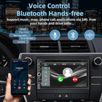 Double Din car Stereo with CD/DVD Player- CarPlay & Android Auto, Car Audio with Bluetooth, 7 Inch HD Touchscreen, Rear Camera, USB/TF/AUX, Subwoofer, AM/FM Radio Receiver