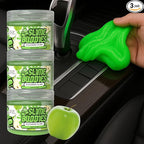 Slime Buddies Car Cleaning Gel Putty - 3 Pack Apple Scented Interior Detailing Tool for Cup Holder, Air Vent & Keyboard - Reusable Auto Detailing Accessories - Dust Remover Goop - Gifts for Men Women
