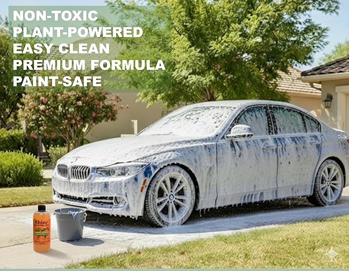 Plant-based Eco-friendly Car Wash Soap, Non-Toxic, High-Foam, Concentrated Premium soap with rinse & no-rinse options
