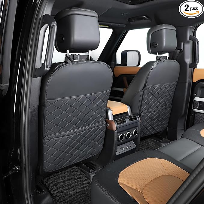 TAIKOO Seat Back Protector + Large Capacity Pocket Storage Organizer,Preventing the Impact of Children Stepping on the Seat Backrest (Black)