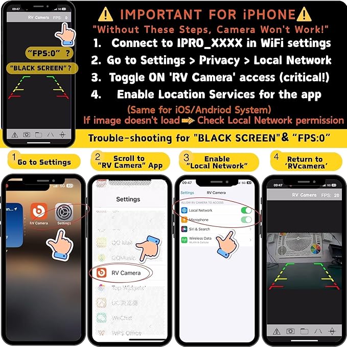 EWAY Strong Magnetic Wireless Backup Camera for iPhone Android, WiFi Hitch Camera Rechargeable Battery for Hitch Gooseneck Travel Boat Horse Trailer Truck Camper RV Front Rear View Reverse Back up