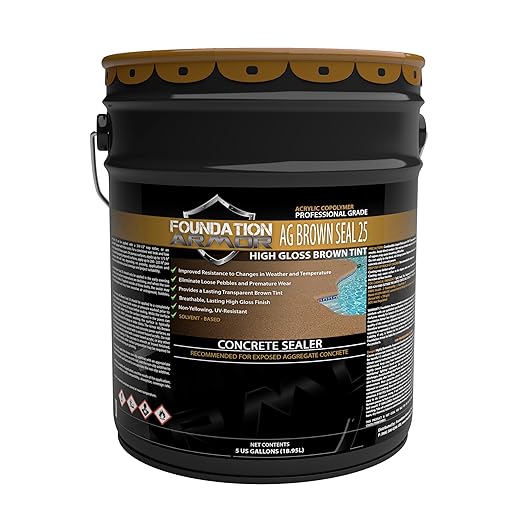 Armor AG Brown Seal - Brown Tinted High Gloss Solvent Based Concrete Sealer and Cure and Seal - 5 Gallons, 350 VOC