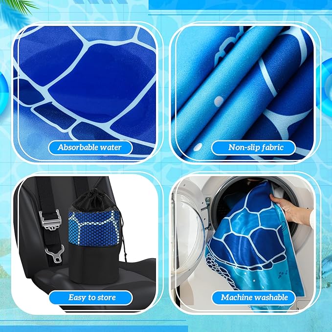 Hahafelt 2 Pack Car Seat Towel Covers with Storage Bag, 63 x 32 Inch Universal Non Slip Waterproof Sweat Protector for Car Truck, Gym Swimming Running, Machine Washable (Sea Turtles,Mandala)