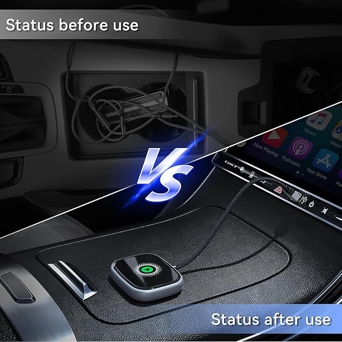 Wireless CarPlay Adapter, Wireless Car Screen Adapter for iPhone-Easily Upgrade Wired CarPlay to Unwired Connectivity, Includes USB-A to USB-C Dongle, Plug & Play for iPhone (iOS 10 and Above)
