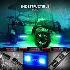 OPT7 12V Aura DreamColor Golf Cart Underglow LED Light Kit with App & Remote, 4PC Waterproof Multicolor Light Strips, Music Neon Accent Chasing Lighting for EZGO Yamaha Club Car, Outdoor Gifts