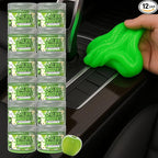 Slime Buddies Car Cleaning Gel Putty - 12 Pack Apple Scented Interior Detailing Tool for Cup Holder, Air Vent & Keyboard - Reusable Auto Detailing Accessories - Dust Remover Goop - Gifts for Men Women