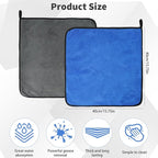 24 Pcs Microfiber Cleaning Towels 15.75 Inch Auto Detailing Absorbent Towels 800 GSM Thick Plush Microfiber Cleaning Cloth Dusting Cloth for Kitchen Window Cars (Grey and Blue)