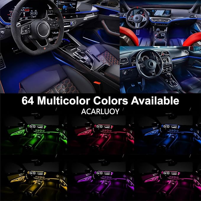 Acrylic Car LED Ambient Light, Fiber Optic Interior Light Strip, 24 Million Types, Ambient Light KKT that Swings with The Melody of Music (RGB Color 22 in 1)