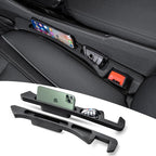 Car seat Gap Filler 2-Piece Multi-Functional Storage Belt with PU Material, seat Side Gap Filler to Prevent Items from Falling, Universal for Cars, SUV, Trucks (Black)