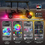 OPT7 12V Aura DreamColor Golf Cart Underglow LED Light Kit with App & Remote, 4PC Waterproof Multicolor Light Strips, Music Neon Accent Chasing Lighting for EZGO Yamaha Club Car, Outdoor Gifts