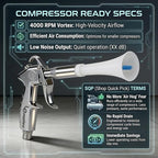 LE LEMATEC Tornado Air Gun for Air Compressor - 4000 RPM, Compact & Lightweight, Low Noise - Ideal Air Gun for Car Detailing and Cleaning Upholstery, Carpets, Furniture
