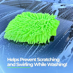 Premium Chenille Car Wash Mitt - Ultra-Soft, Scratch-Free, and Lint-Free Microfiber Mitt for Superior Car Wash Kit, Car Detailing, and Car Cleaning Supplies (2)