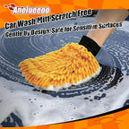 4 Pack Car Wash Mitt Microfiber, Premium Chenille Microfiber Wash Car Mitts Sponge Scratch Free & Lint-Free, Mitts Waterproof Lining Orange (8''X12'')