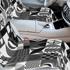 Hahafelt 2 Pack Car Seat Towel Covers with Storage Bag, 63 x 32 Inch Universal Non Slip Waterproof Sweat Protector for Car Truck, Gym Swimming Running, Machine Washable (Black White Abstract)