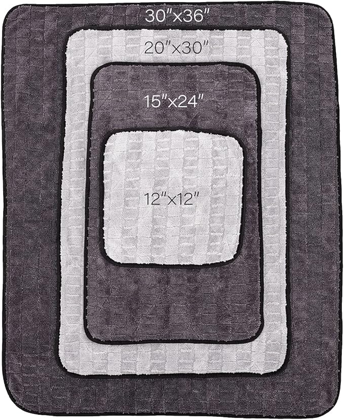 The Rag Company Gauntlet Car Drying Towel, Ultra-Absorbent 70/30 Blend Korean Microfiber, Dries Vehicles Faster Without Scratching, 900 GSM, 20x30 Inches, Ice Grey/Grey, 1-Pack