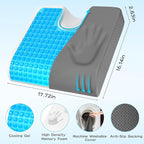 TranquilMoments U-Shaped Gel Memory Foam Seat Cushion, Wheelchair Cushion with Cooling Gel, Ergonomic Coccyx Cushion for Office Chair & Car,Relieve Tailbone Pain, Sciatica, Back Pain, Non-Slip Bottom