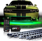 OPT7 Aura Aluminum Car Underglow Lights with Remote Control, Exterior Neon Accent Under Glow Kit for Cars, Waterproof Rigid Light Bars, 12V RGB Multicolor LED Strip