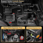 for Jeep Wrangler JL JLU 4XE(2018-2026) & Gladiator JT(2020-2026) Center Console Organizer Tray [Maximize Storage & US Patent] Cup Holder for Jeep Gladiator & Wrangler Accessories Black
