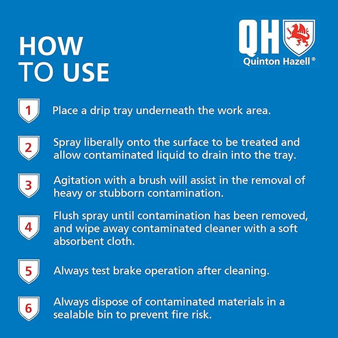 Quinton Hazell Brake Cleaner Spray Can, 20.3 fl oz (12 Pack) - QH6 Non-Chlorinated Parts Cleaner Removes Grease, Oil & Dirt, Stops Brake Squeal & Clutch Slip
