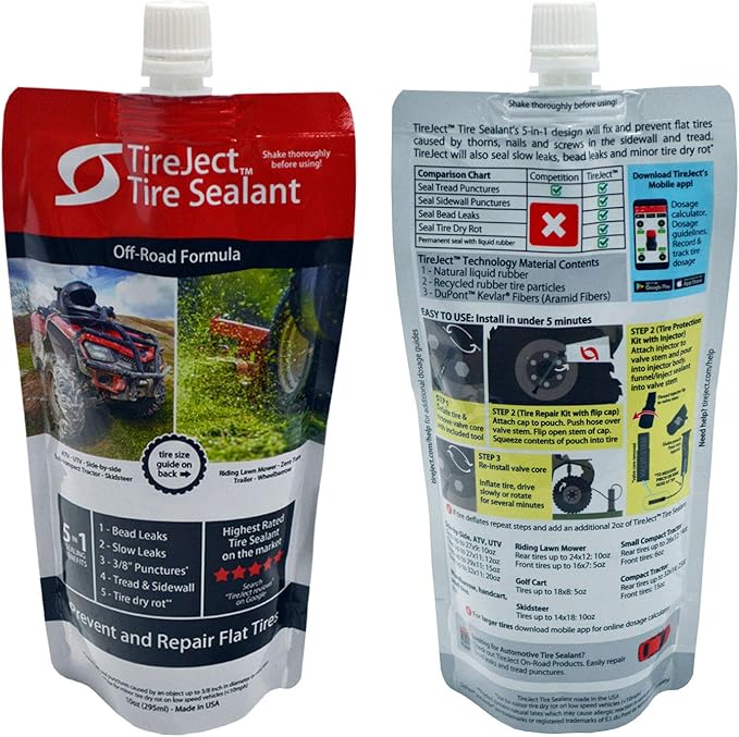 TireJect Off-Road 5-in-1 Flat Tire Protection Kit with Sealant Injector (40oz Skidsteer Kit)