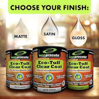 Eco-Tuff Finish Polyurethane Clear Coat — UV Resistant & Non-Toxic Wood Sealer — Clear Protective Water Based Sealant for Concrete Surface, Wood Floor, Cabinet, Countertop,Furniture — 1 Gallon — Satin