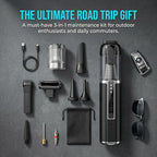 Mini 3-in-1 Car Vacuum & Tire Inflator, 18000Pa Brushless Motor, 150PSI Smart Air Pump for E-Bike/Motorcycle/Car, Cordless Handheld Vac with LED Lantern