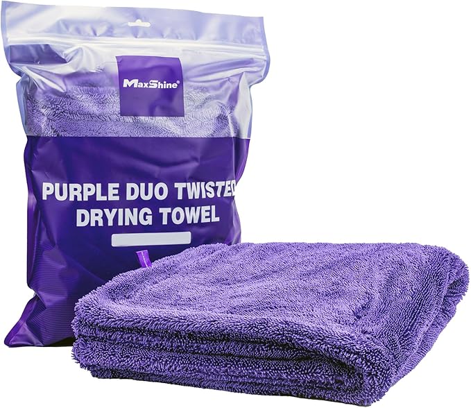 Maxshine 20" x 24" Universal Purple Car Drying Towel – 1200 GSM Rinse-Free Double-Sided Microfiber – Plush, Super Absorbent Towel for Car Wash & Detailing