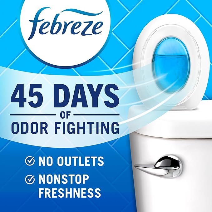 Febreze Bathroom Air-Freshener, Odor-Fighting, Plug In Alternative, Air-Fresheners for Home, Bathroom, & Kitchen, Closet, Pet & Litter Box Odor Fighter, Refresh & Energize Scent, 4ct, (Pack of 2)