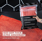 Juggernaut 1600 GSM Car Drying Towel, Holds 13 lbs, Extra Large 38x24 Microfiber Drying Towels Car Detailing, Twisted-Loop, Streak/Scratch-Free, 70/30 Blend (Red)