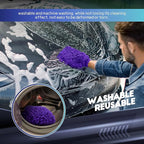 wuyaoyao 2PCS Car Wash Mitt, 10.14"×7.12" Chenille Microfiber Car Wash Mitts, Scratch-Free & Lint-Free, Absorbent Double Sided Clean Glove for Cars Cleaning, Auto Cleaning Supplies (Dark Purple)