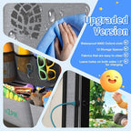 Plzpik Car Backseat Organizer with Tablet Holder,11 Storage Pockets with Foldable Food Tray, Protector Kick Mats for Kids, Travel Accessories Organizer (Gray, 2-Pack)