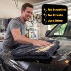 4 Pack 35 x 24 Inch Car Drying Towels 1200 GSM Microfiber Towel for Cars, Absorbent Detailing Cloth for SUV, Rv, Truck and Window, Grey