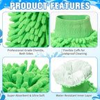 Patelai 30 Pcs Car Wash Mitt Scratch Free Microfiber Chenille Car Wash Gloves Double Sided Absorbent Mitt for Washing Cleaning Cars Trucks Boats, 9.45 x 5.9 Inch(Green,Blue)