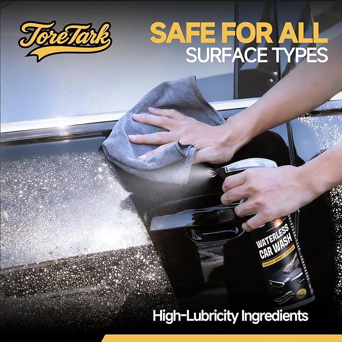 Waterless Car Wash Spray, High-lubricity Ingredients Safe Formula, 3-in-1 Ceramic Protective Coating, Motorcycle Cleaner, Car Cleaning Spray for Detailing, Spray and Wash for SUV, Truck, RV 3.38 Fl Oz