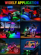 8 Pcs Car Led Light Strip IP67 Waterproof 11" Flexible Led Lights Underglow 12V for Car Motorcycle Boat Golf Cart Interior Exterior Decoration - Green, Blue, Red, White