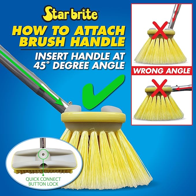 STAR BRITE 8" Durable Cleaning Brush - Soft, High-Density Star Prene Fibers for Finished Surfaces & Light Cleaning - Fits 3/4" Threaded or Extend-A-Brush Handles - Soft Bristle, Yellow (040013)