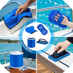 AUTODECO Boat Wash Cleaning Kit with Wet Dry Mop Collapsible Bucket Boat Scrubbing Brush Glove Boat Scuff Sponge Microfiber Towel Complete Interior Exterior Fiberglass Boat Hull Cleaning Set for Boat