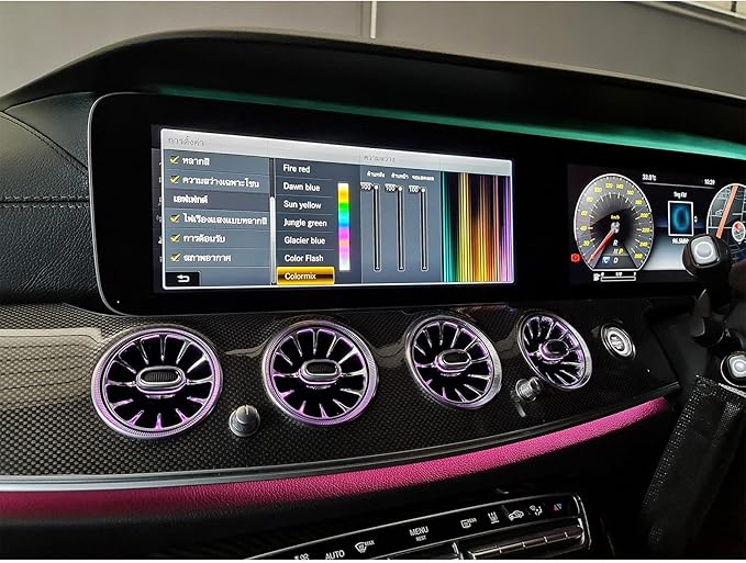 Acouto Air Vent LED Lights Turbine Outlets Lamp for Benz E‑Class W213 C238 2017‑2021 6pcs 64 Color Front LED Turbine Air Vent Ambient Light Kit Replacement