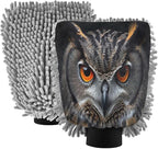 YETTASBIN Owl 2PCS Car Wash Mitts, Ultra Absorbent Chenille Microfiber Car Washing Gloves, Scratch-Free Lint-Free Auto Cleaning Mitt, Machine Washable Elastic Cuff Car Wash Sponge
