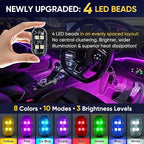 Upgraded 4LEDs 4PCS Wireless LED Strobe Lights with Remote Control, 8 Colors Type-C Rechargeable Led Lights Anti Collision Warning Light for Car Motorcycle Bike Drone Aircraft