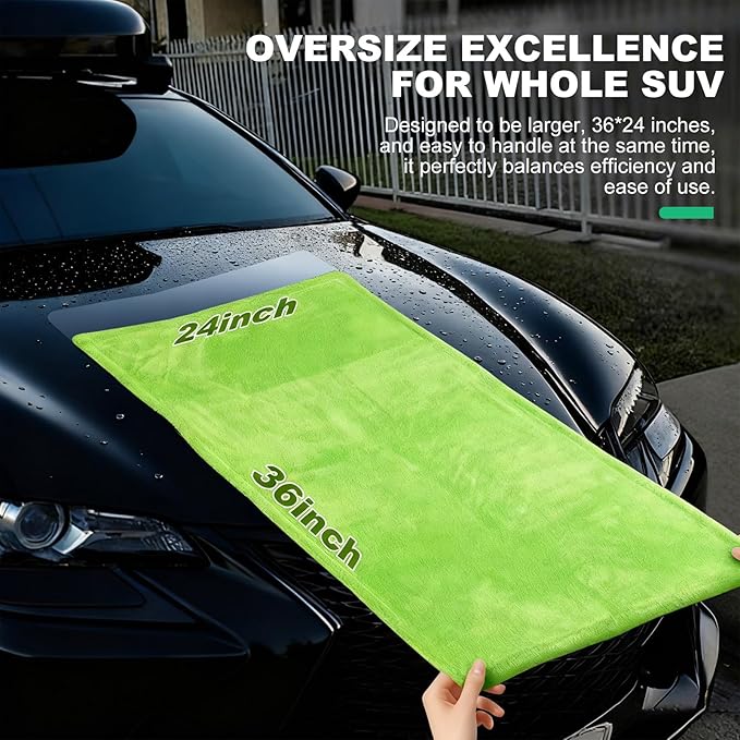 BRUSH FAMILY 3 Pack Car Microfiber Towels with Car Wash Mitt, 1200 GSM 35”x24”& 16"x16" Microfiber Car Drying Towels Ultra-Absorbent, Streak Free, Premium Double Twisted-Loop Cleaning Cloth
