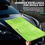BRUSH FAMILY 3 Pack Car Microfiber Towels with Car Wash Mitt, 1200 GSM 35”x24”& 16"x16" Microfiber Car Drying Towels Ultra-Absorbent, Streak Free, Premium Double Twisted-Loop Cleaning Cloth