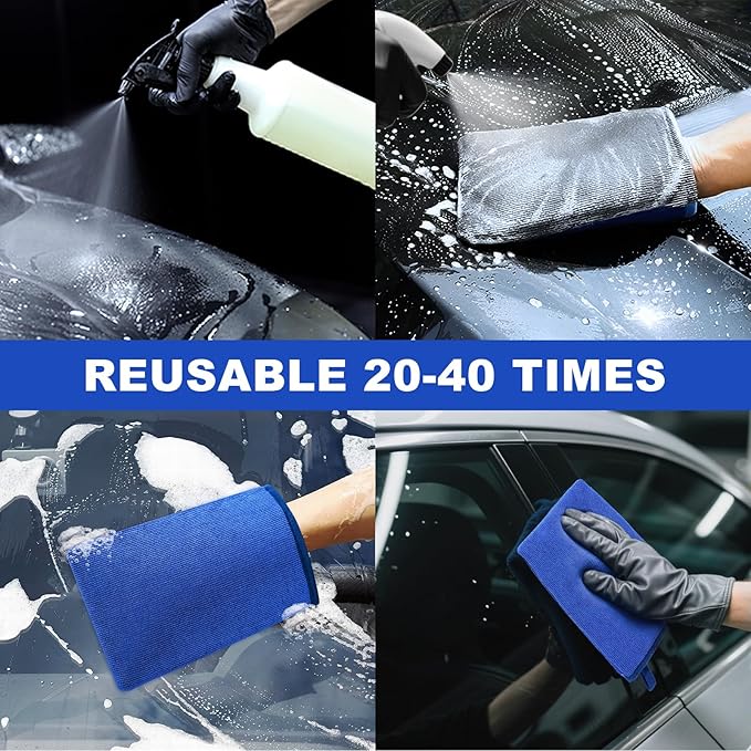 Clay Mitt Auto Detailing 2 Pack, Fine Grade Microfiber Car Clay Bar Mitt, DIY Detail Tool & Kit Car Detailing Alternative (Blue)