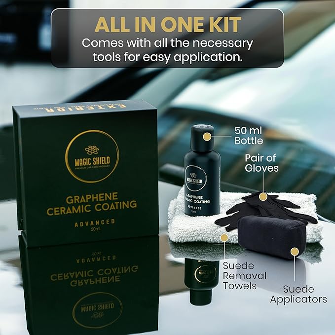 Magic Shield Graphene Coating for Cars │ Self-Healing, 5+ Years Durability │ Advanced SiO2 Ceramic Protection - High Gloss, Anti-Scratch - Perfect for Cars, Motorcycles, Marine, and RVs
