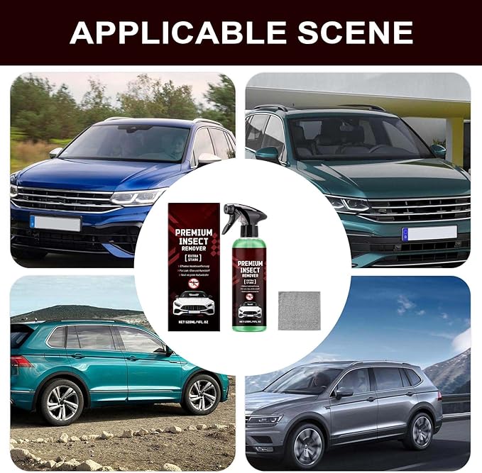 Car Paint Cleaner, Automotive Tar Remover, 120ml Heavy Duty Detailing Spray With Towel For Windshield Window Cleaning Supplies Valeting Accessory Restoration Gear Component Tool System Gear