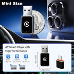 Wireless CarPlay Adapter for iPhone, Convert Wired to Wireless Apple CarPlay Adapter, Plug & Play, No Delay & Stable Control, Mini Size, USB & USB-C/Type-C for Cars 2016+ iOS10+ (Silver)