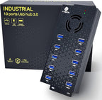 USB 3 0 Hub - 10 Ports Powered USB Hub - Charging & High-Speed Data Transfer USB Expander Hub - up to 5Gbps High-Speed USB Splitter - Aluminum Alloy Multiple USB Port Hub for Laptop Phone Tablet PC