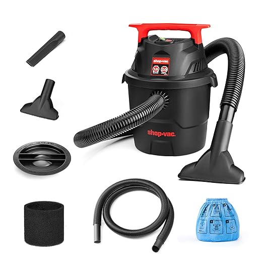 Shop-Vac 1.5 Gallon 2.0 Peak Wet/Dry Vacuum, Small Portable Shop Vacuum with Attachments, Mini Shop Vac for Garage, Car, Home and Pet