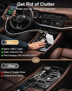 Retractable Car Phone Charger USB C, 4 in 1 Fast Car Charging Adapter with 2 Flexible USB C Cable for iPhone 17e 17 Samsung S26 Android, USBC Cigarette Lighter Gift for Men Android Auto Adapter